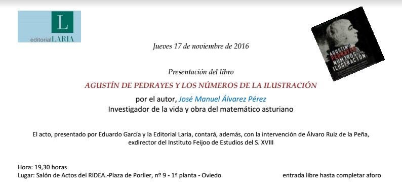 Imagen - Presentación del libro Agustín de Pedrayes y los números de la Ilustración