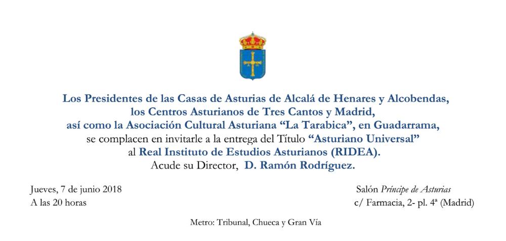 Imagen - Entrega del título “Asturiano Universal” al Real Instituto de Estudios Asturianos (RIDEA)