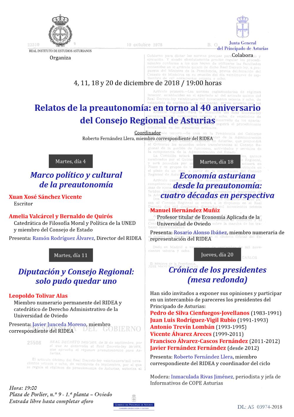 Imagen - Actos conmemorativos en torno al 40 aniversario del Consejo Regional de Asturias