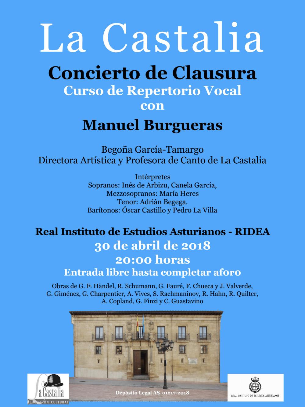 Imagen - Concierto de clausura del Curso de Repertorio Vocal con Manuel Burgueras