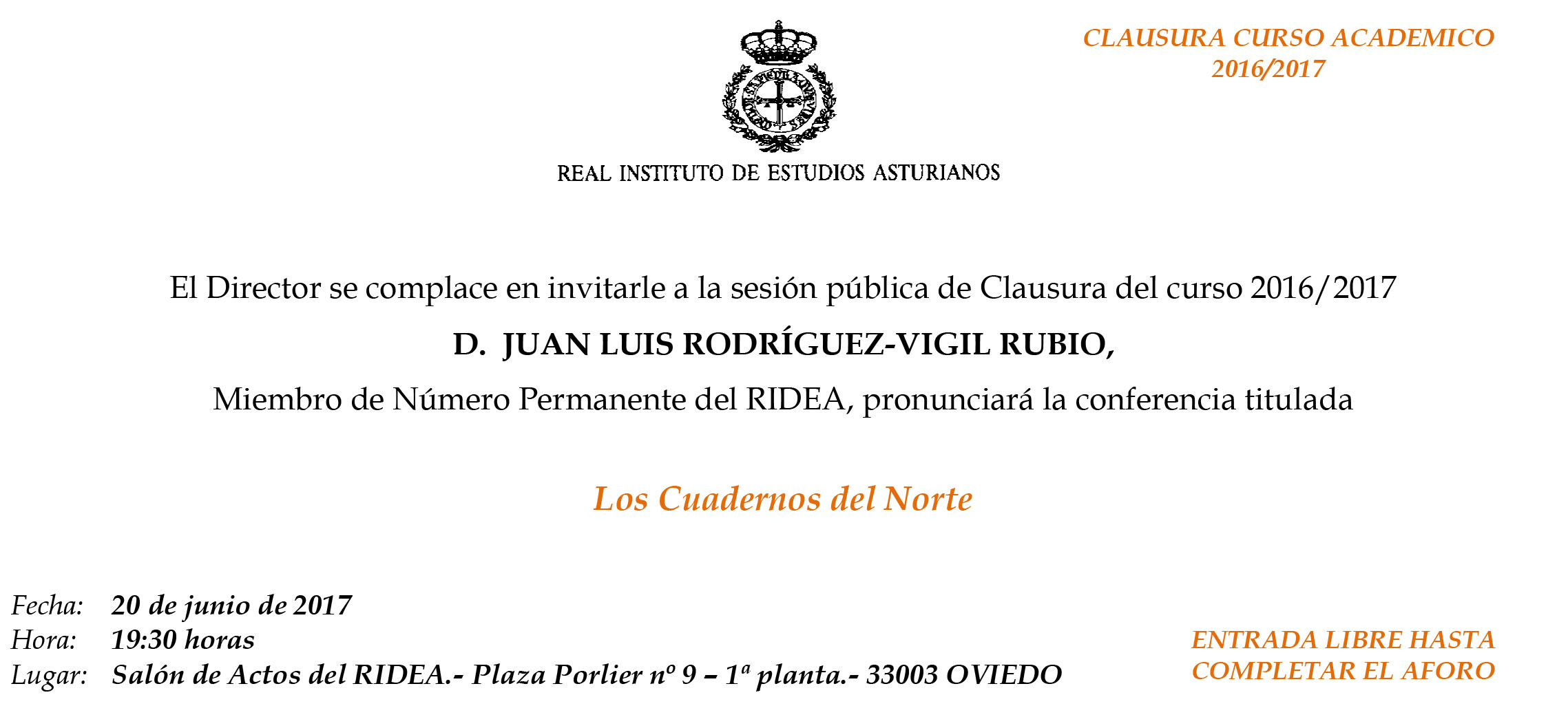 Imagen - Sesión pública de Clausura del curso 2016/2017