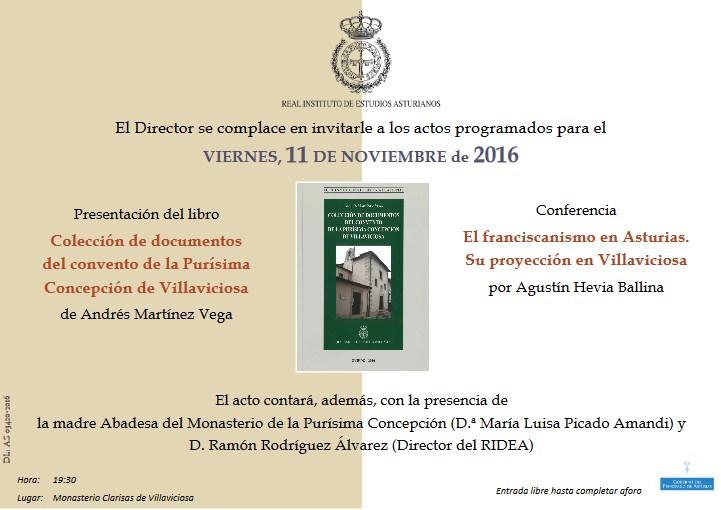 Imagen - Presentación del libro Colección de documentos del convento de la Purísima Concepción de Villaviciosa de Andrés Martínez Vega