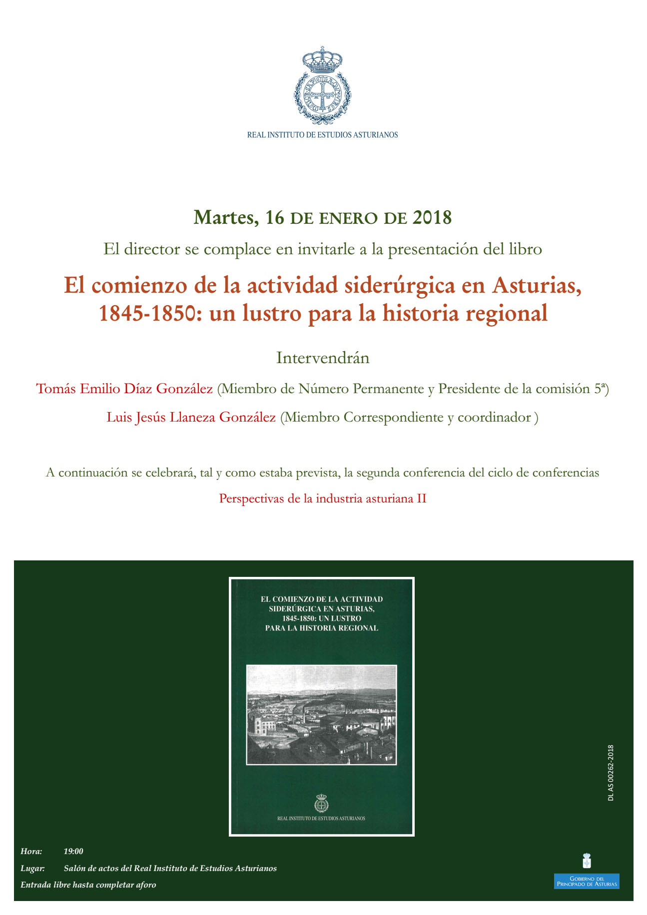 Imagen - Presentación del libro El comienzo de la actividad siderúrgica en Asturias, 1845-1850: un lustro para la historia regional