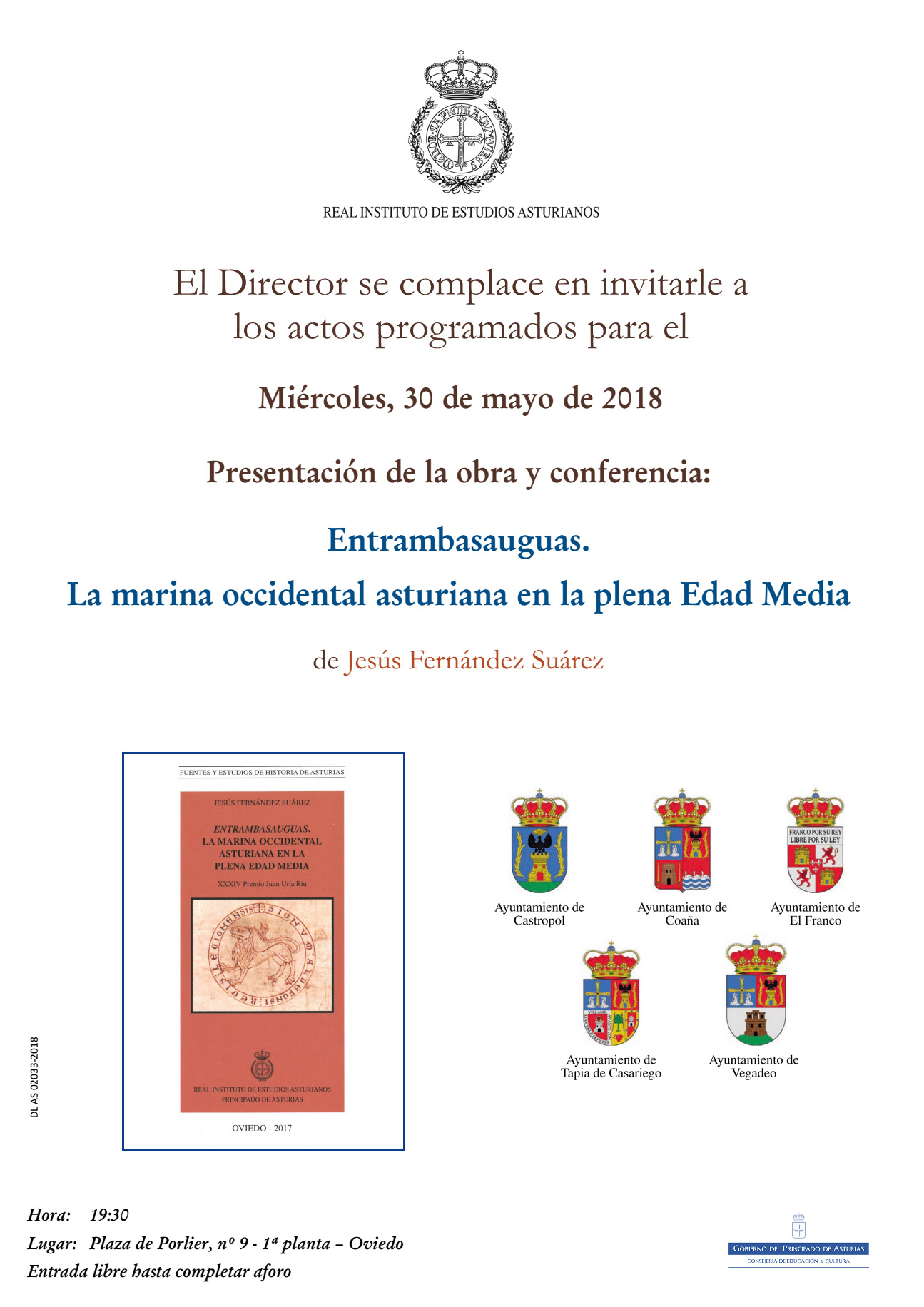 Imagen - Presentación de la obra y conferencia Entrambasauguas. La marina occidental asturiana en la plena Edad Media