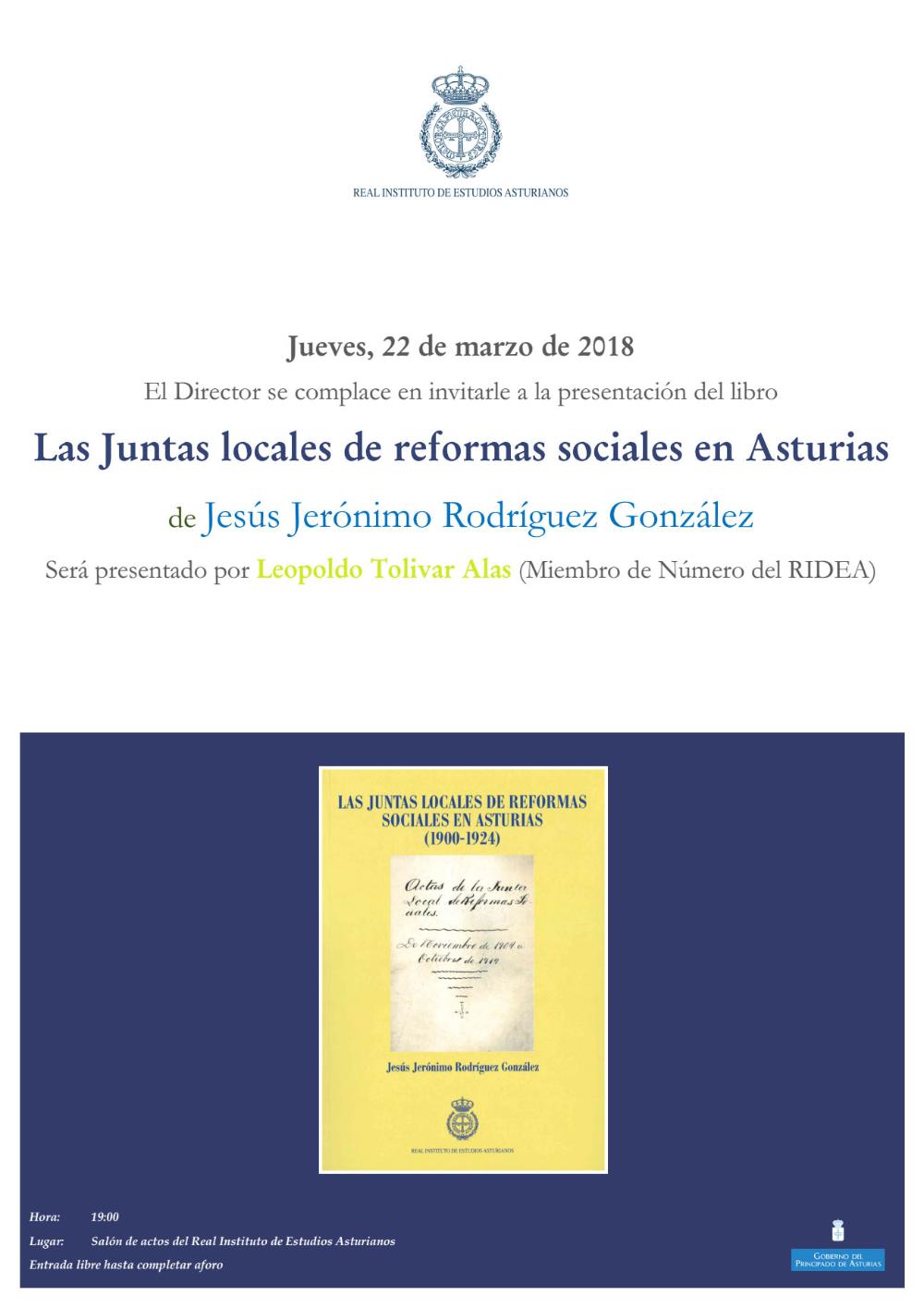 Imagen - Presentación del libro Las Juntas locales de reformas sociales en Asturias